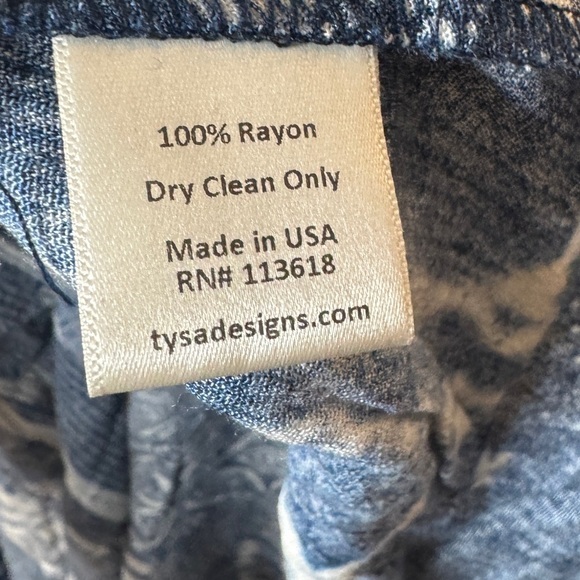 NWT Tysa Garbo Indigo Seas Blue White Patchwork Print Maxi Wrap Dress Size 2 - Picture 14 of 14